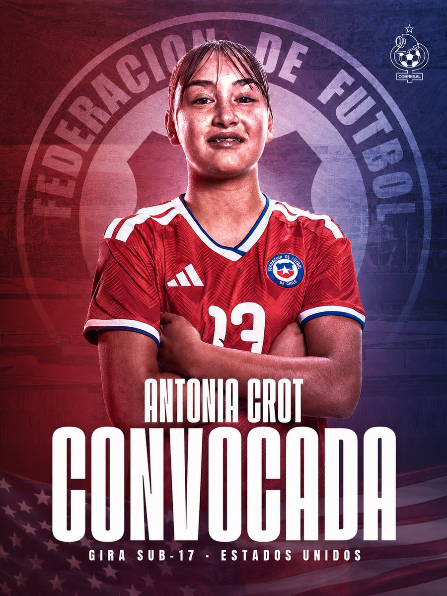 Cobresal_Fem's tweet photo. ⚒️ ¡𝐌𝐈𝐍𝐄𝐑𝐀 𝐃𝐄 𝐒𝐄𝐋𝐄𝐂𝐂𝐈Ó𝐍! 🇨🇱

🔥 Club de Deportes Cobresal informa que la delantera minera, 𝗔𝗻𝘁𝗼𝗻𝗶𝗮 𝗖𝗿𝗼𝘁 ⚽️🪖, fue convocada a La Roja Sub-17 🤩.

⛏️ Crot será parte de la Selección Chilena  que tendrán gira por Estados Unidos 🛫🇺🇸.

¡Éxito, Antonia! https://t.co/ePG20xYlUg