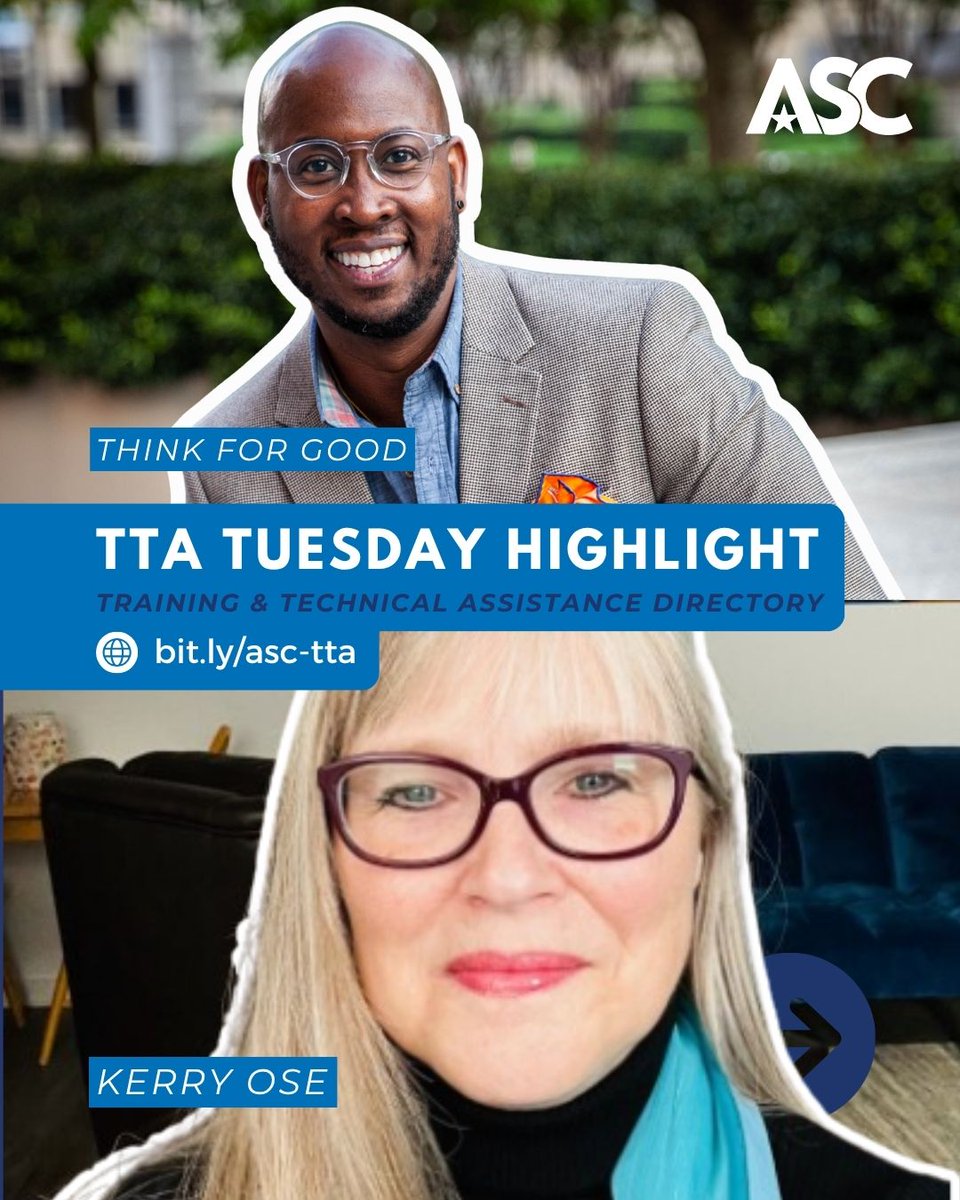 statecommission's tweet photo. TTA Tuesday Highlight💡
This Tuesday, we are highlighting Think For Good and Kerry Ose who are listed in our TTA Directory.
Read about their missions and their services below.
View the TTA Directory here: https://t.co/5ttChwG986
#americorps #statecommission #asc https://t.co/8jA4qvng5t