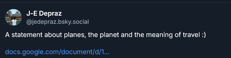 fireshoes's tweet photo. A statement about planes, the planet and the meaning of travel :)

by Jean-Emmanuel Depraz #mtg
https://t.co/0A7XJaCB9I https://t.co/3nLcQt7aLd