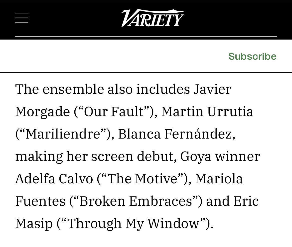 majos_UK's tweet photo. 🆕 Article from @Variety mentioning Martin for his role in “Veleta” 

🔗https://t.co/N80Ech3t91 https://t.co/FjCVBRRHLT