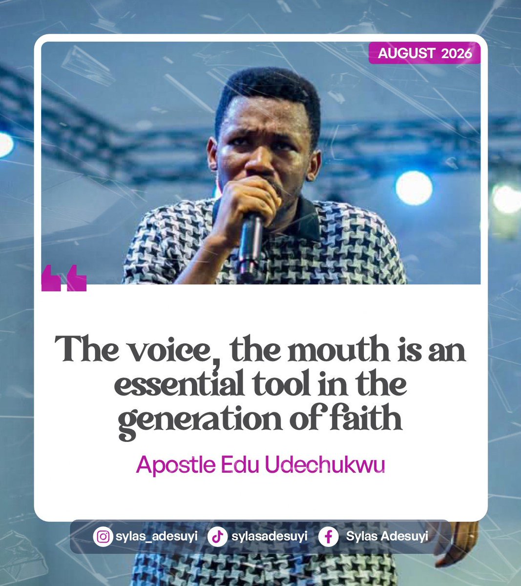 SYLAS_ADESUYI's tweet photo. 🔥 YOUR VOICE IS A WEAPON OF FAITH.

God gave you a mouth to declare His Word, not magnify your circumstances.

📖 “Faith cometh by hearing…” — Romans 10:17

Fill your heart with the Word. Open your mouth. Speak His Word.

Your voice can shift atmospheres.

#ApostleEduUdechukwu https://t.co/tkOXEfbz91