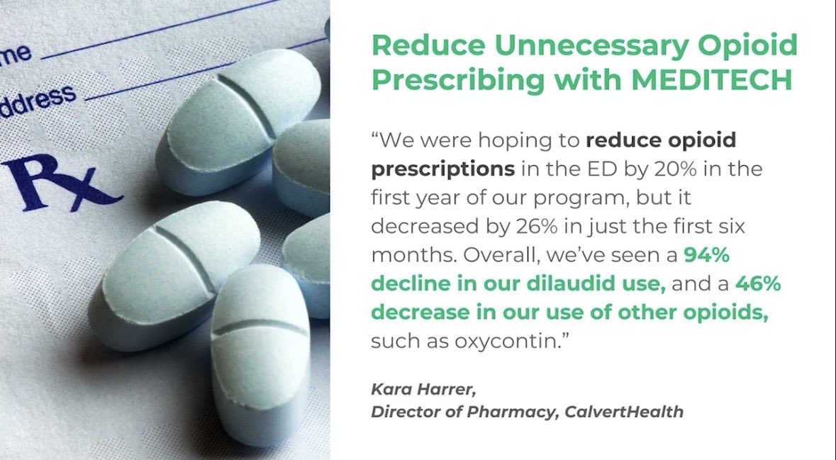 ibdgirl76's tweet photo. Meditech bragging about the large decline in opioids. Notice not a word about how the patients are. They’re high-fiving each other, though. They celebrate it and then the pts call us bc they’re in agony. This is a very dark time in USA in healthcare. https://t.co/aaSoOclnQv
