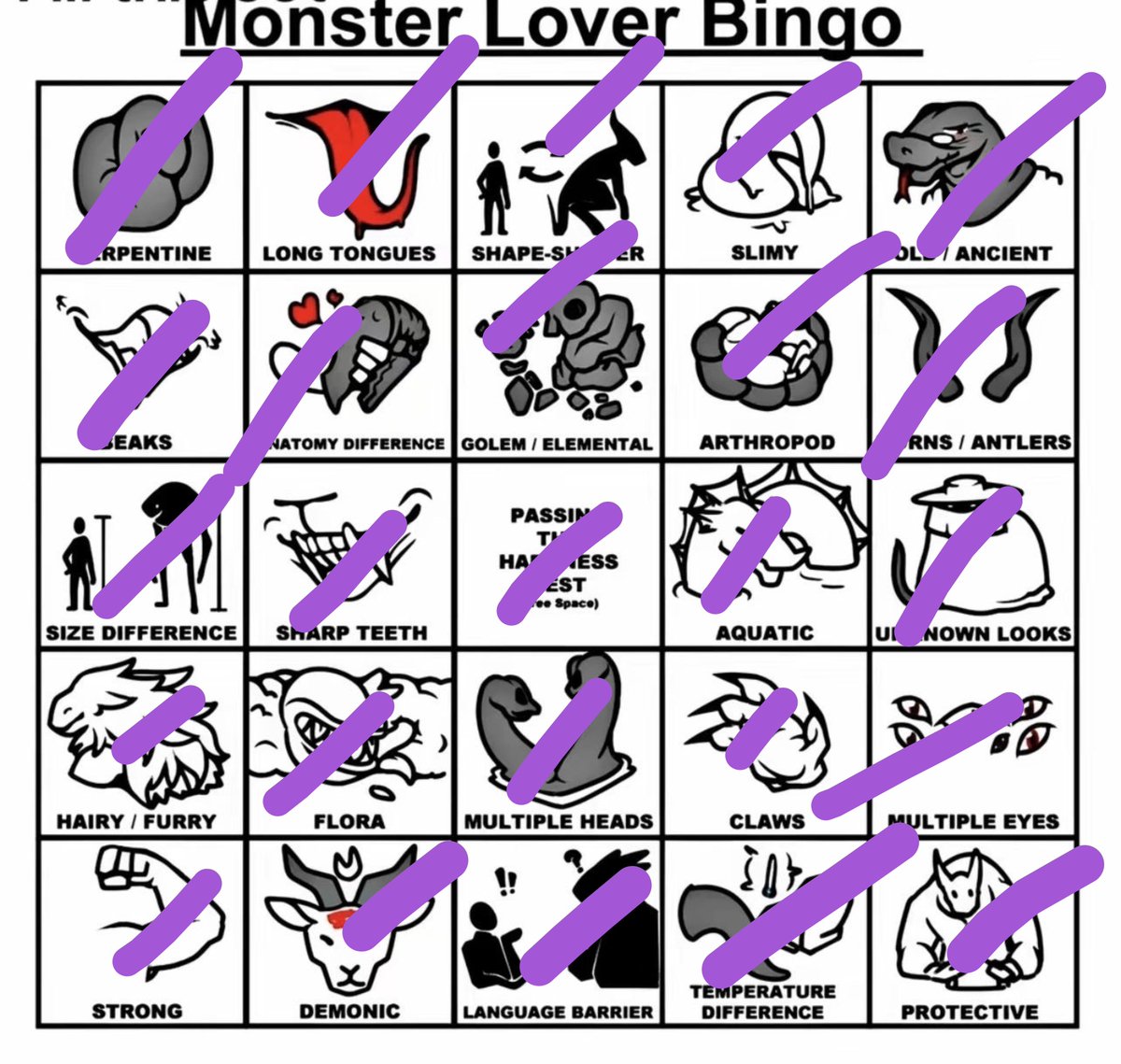 FFoxtrotXIV's tweet photo. Well this isn't fair because people know this is an easy AF full bingo for me. 
I got my monster fucker license for a reason. 

Tagging 
@Silly_Draggo
@TheyRedactedMe
@ElodeaVT
@cailmelinas
@ViralEdge64 https://t.co/LCK8ipSpgw