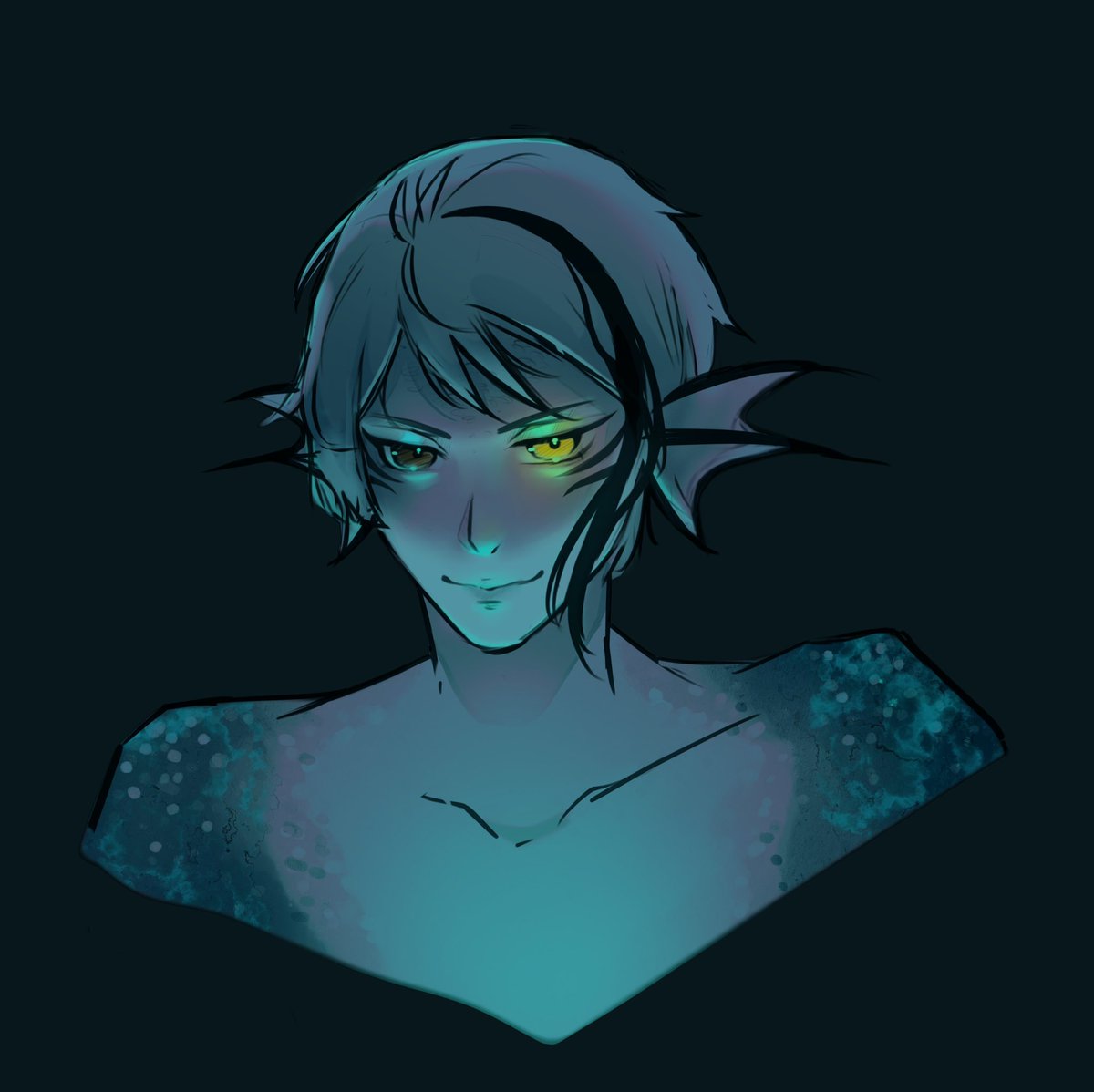 vanrougeism's tweet photo. lowkey terrified of interacting with people because i’ve removed myself from fandom spaces for years but none of my friends gaf about twst and i wanna dump my art and keep track of my progress at least now that ive gotten a new ipad, anyways messy jade leech lighting study #twst https://t.co/jGr5hpwE7J