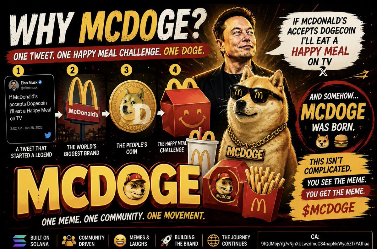 mcdogeagain's tweet photo. 🐕 WHY MCDOGE?

One tweet.
One Happy Meal challenge.
One Doge.

And somehow…

MCDOGE was born. 🍔🐕

This isn’t complicated.

You see the meme. You get the meme.

$MCDOGE https://t.co/bGKlfTd8UJ
