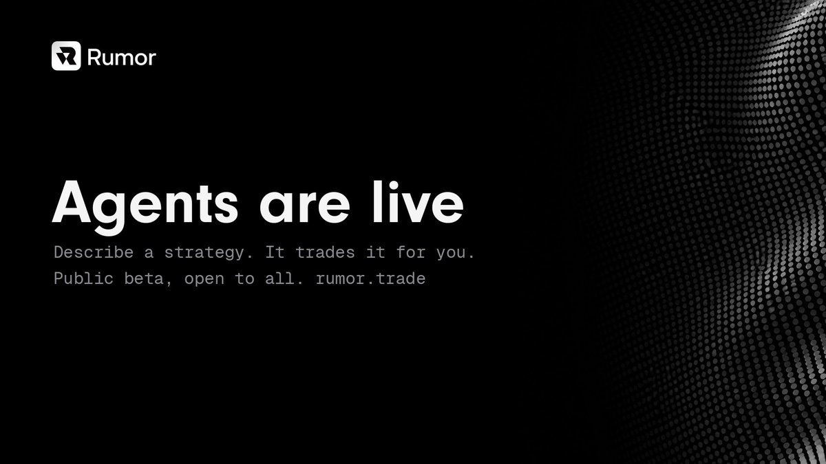 tryrumor's tweet photo. Today Autonomous Agents are live on Rumor. Public beta — open to everyone: https://t.co/gV4fexjP30