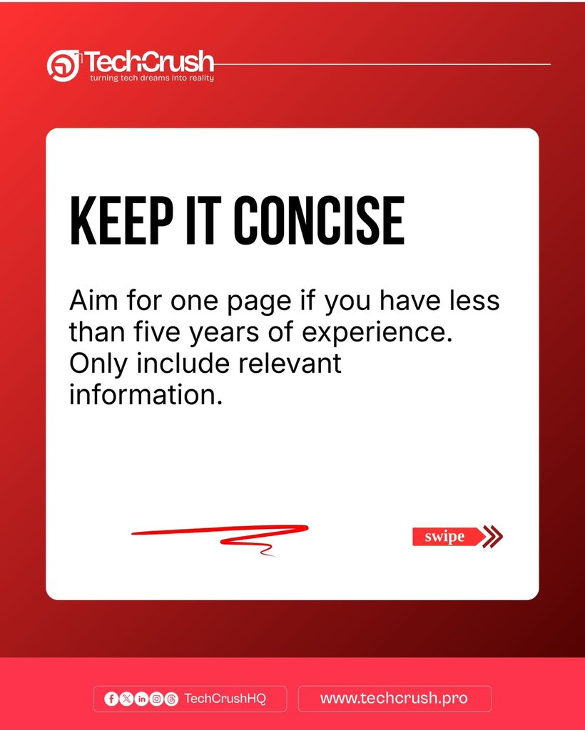 TechCrushHQ's tweet photo. Your CV might be the first thing a recruiter sees, so you want it to do more than just list where you’ve worked.

It should show what you’ve done, what you’ve achieved, and why you’d be a great fit.

From highlighting your achievements to using stronger action words and keeping things concise, these simple CV tips can make a real difference.

#techcrush