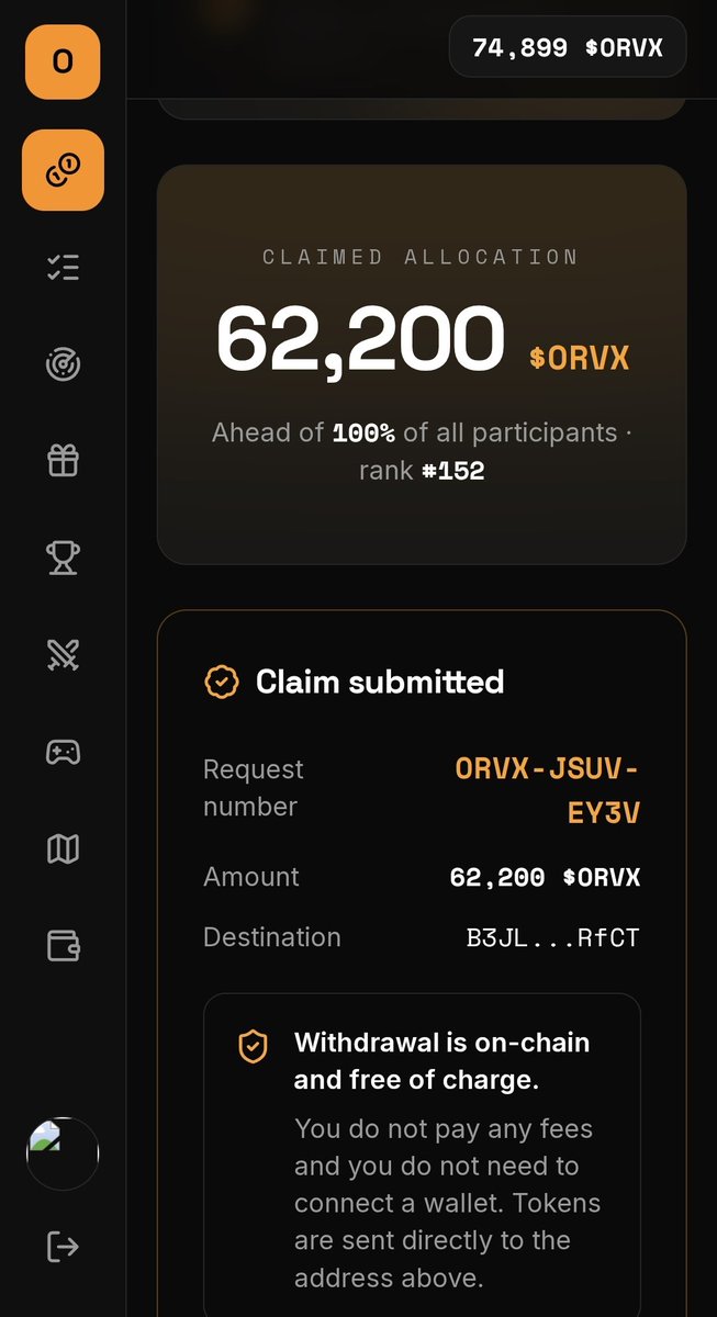 OwaisAnwar072's tweet photo. I just claimed my $ORVX airdrop.
Go claims yours.
How much did you got?
Drop yours below ππΌ
#Airdrop #ORVX #tge https://t.co/clnehj4wPt