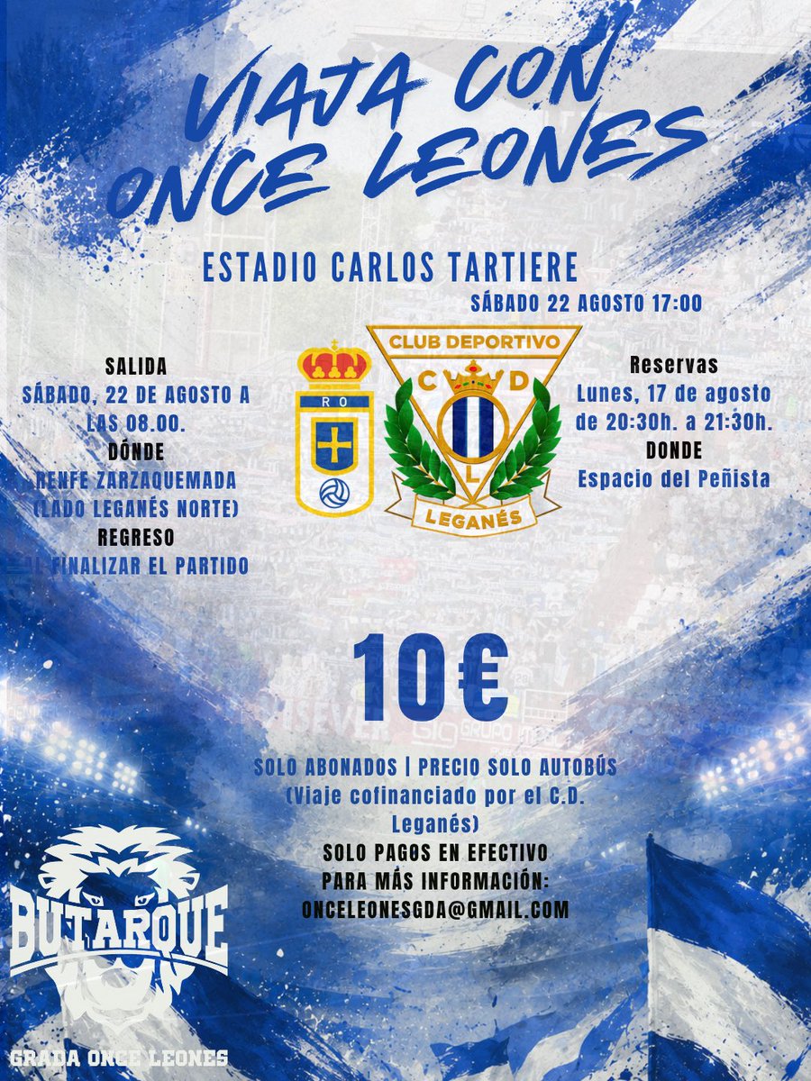 OnceLeonesLega's tweet photo. DESPLAZAMIENTO OVIEDO || Ya que el calendario nos hace que tardemos en ver a nuestro Lega en casa ¿qué tal hacer el primer desplazamiento de la temporada? Os esperamos a todos. #RugeButarque https://t.co/A0vfHHNaBO