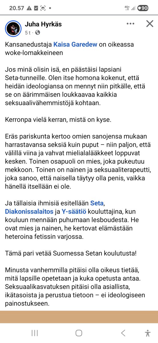 MinnaMkinen6's tweet photo. Homomies Juha Hyrkäs osuu aika hyvin naulan kantaan.
👍 https://t.co/G20T7Hfvsi