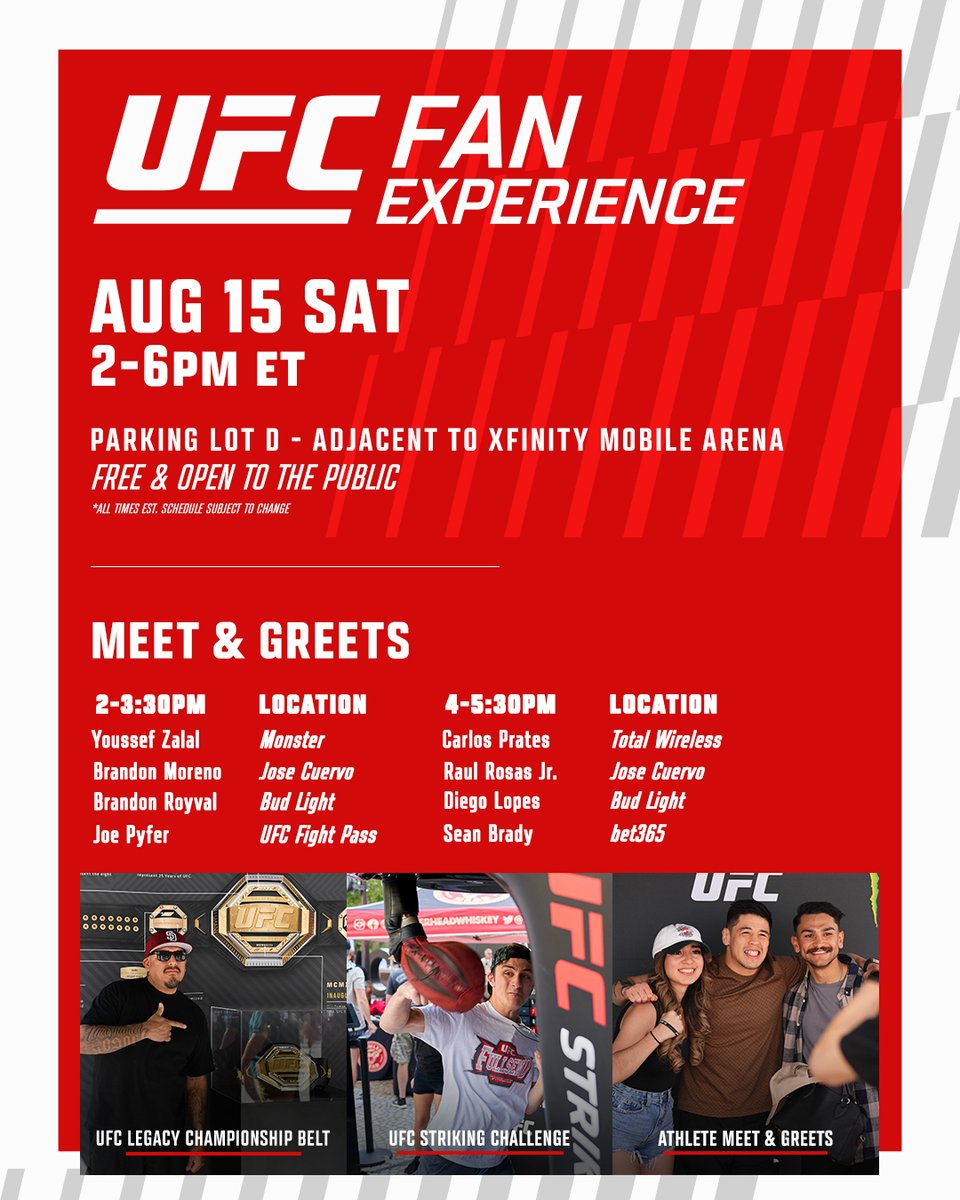 ufc's tweet photo. Meet your favorite UFC athletes at the #UFC330 Fan Experience this Saturday from 2-6:00pm ET.

See you there! https://t.co/R4Kkxk5ydK