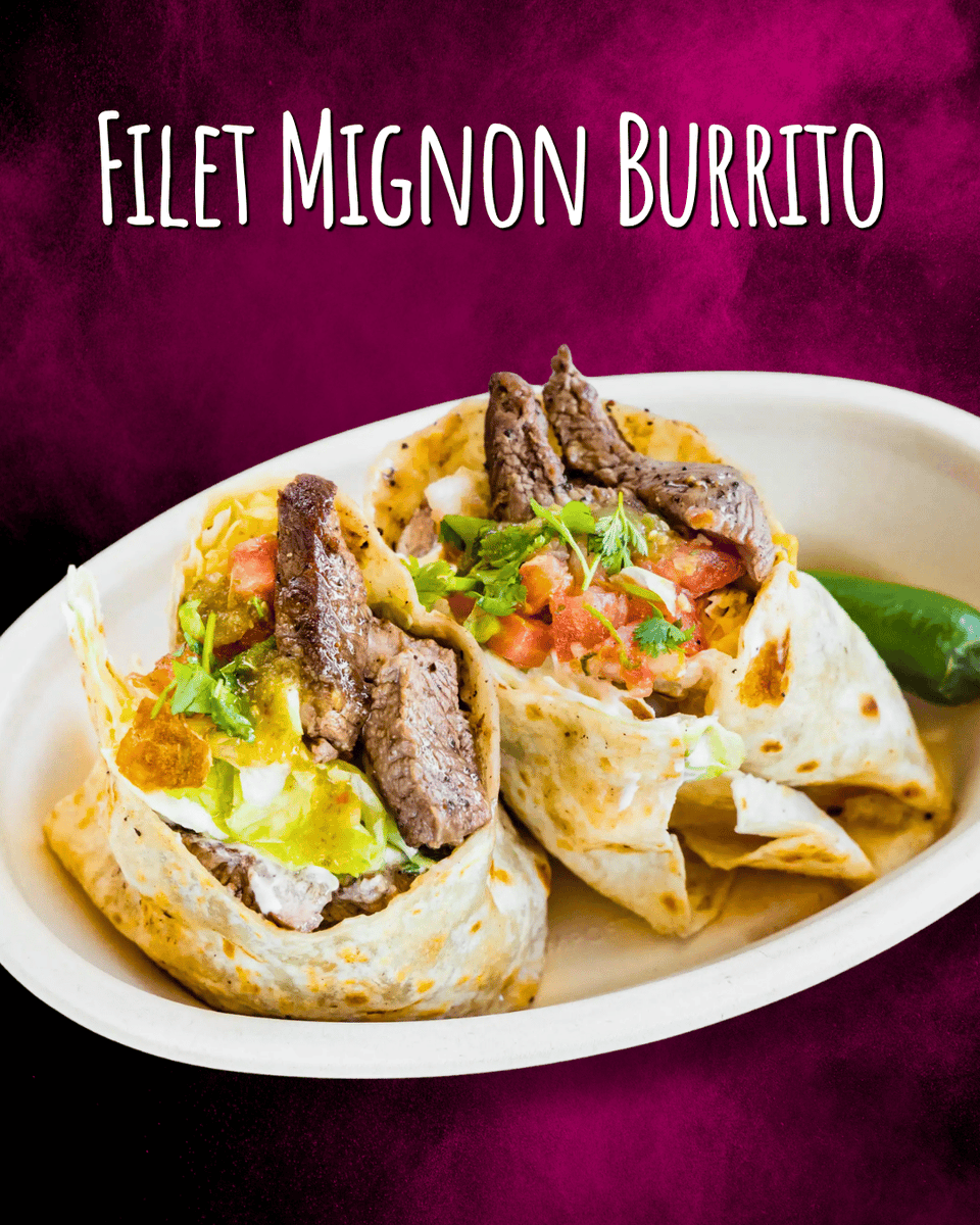 darrenedavis's tweet photo. Wrapped, rolled, and ready to impress.
Our Filet Mignon Burrito brings together buttery grilled filet mignon, fresh toppings, and a warm flour tortilla that holds all the goodness together.
Make it your next meal.
https://t.co/6oMXc2jRr8
#SkysGourmetTacos #FiletMignon https://t.co/C83d9c2EoB