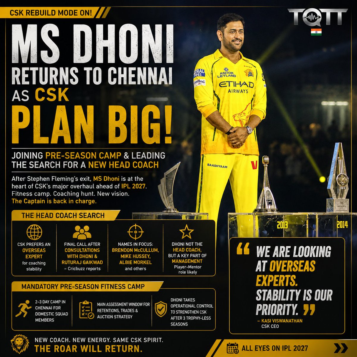tott_ind_offl's tweet photo. #MSDhoni #CSK #ChennaiSuperKings #IPL2027 #Dhoni #CaptainCool #CSKFans #IPL #Cricket #IndianCricket #CSKArmy #TOTT https://t.co/ydIUVgUY4f