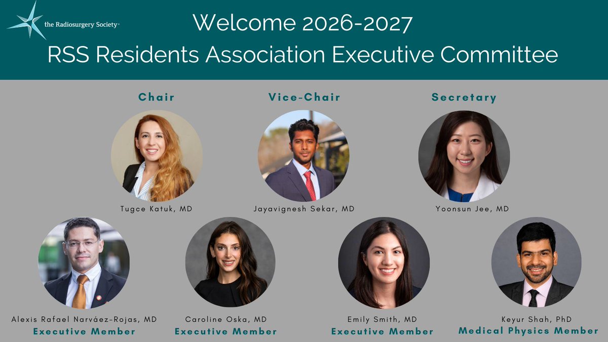the_RSS's tweet photo. We are pleased to announce our 2026-2027 RSS Residents Association (RSSRA) Executive Committee! We look forward to their leadership and contributions in supporting the next generation of professionals in SRS/SBRT. Learn more at https://t.co/74pSBrwA9x https://t.co/19i8Ox9uXc