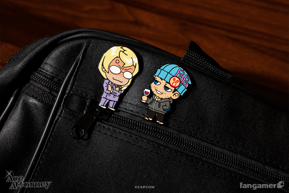 Fangamer's tweet photo. New standees, tour shirts, and pins have joined our official Ace Attorney collection! 

Plus lots more still in stock: https://t.co/0mwyUjtpJB https://t.co/TDXUxVIQfz