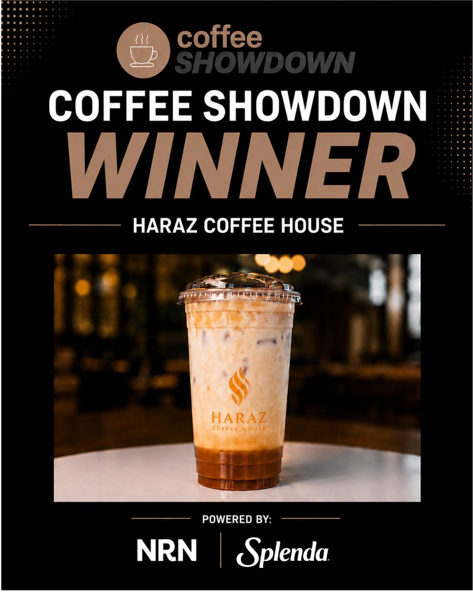 NRNonline's tweet photo. Congratulations to Haraz Coffee House, winner of the Nation’s Restaurant News Coffee Showdown! 

Read about it: https://t.co/7XhKx0SDOD
#coffeeshops #coffee #showdown https://t.co/BSxLf0en38