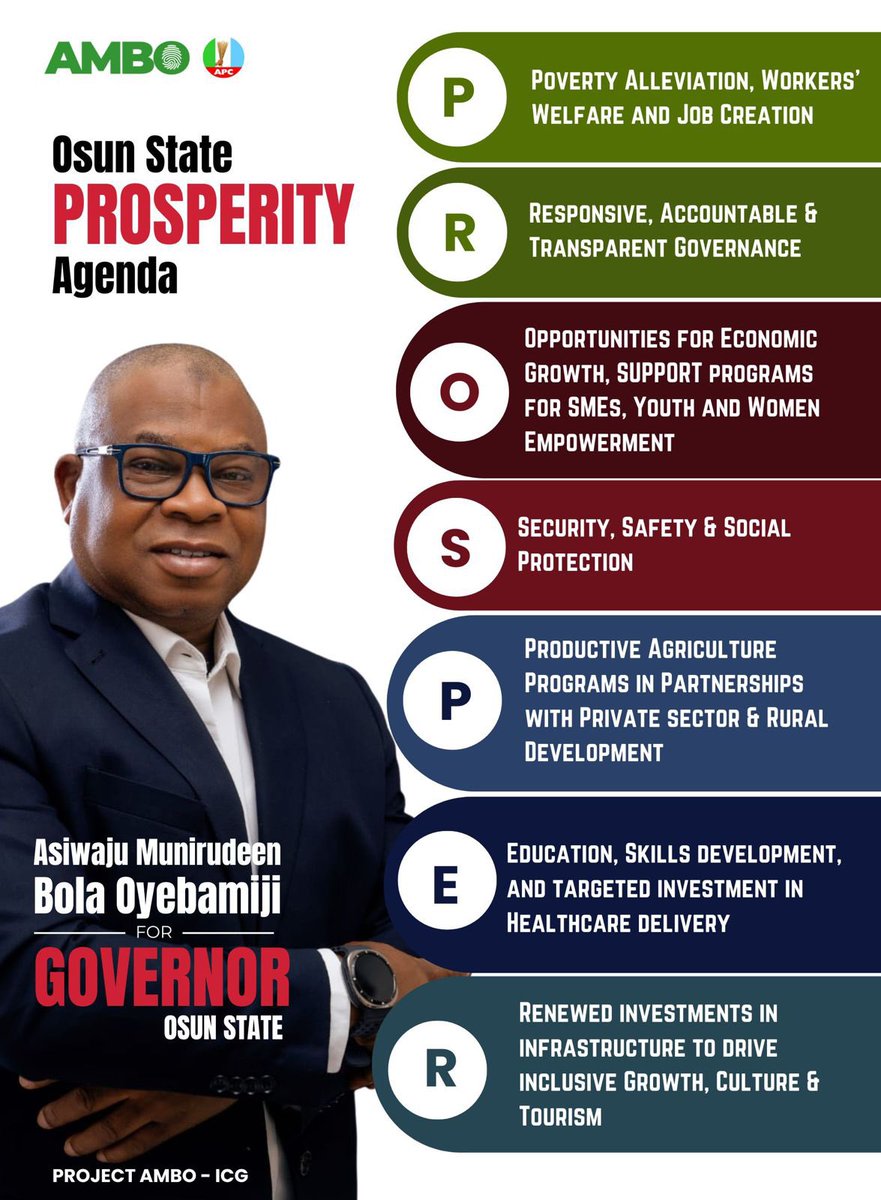 OgbeniDipo's tweet photo. Asiwaju Munirudeen Bola Oyebamiji (@OyebamijiBola), the Gubernatorial Candidate of the APC (@OfficialAPCNg) in Osun spoke about his Prosperity Agenda at the Arise TV Town Hall today in Osogbo. We will visit more villages tomorrow while Adeleke &amp; his boys throw more tantrums. https://t.co/RAJoewvz6N
