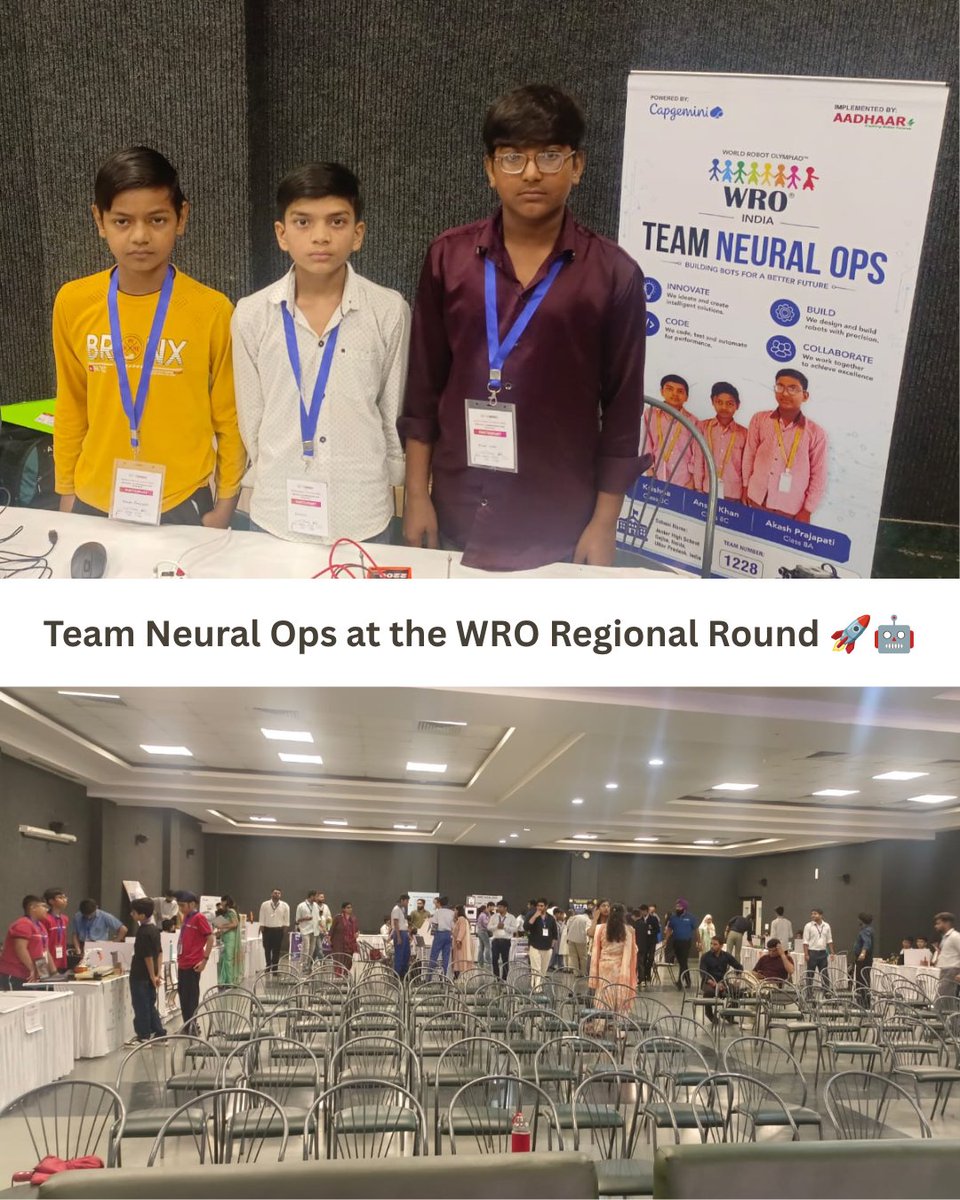 officialaadhaar's tweet photo. Team Neural Ops at WRO India 2026 Regional Round!🤖🌟

On 10th August 2026, the team from Junior High School, Gejha, Noida showcased MuseBot-Breaking Language Barriers Through AI-Powered Robotics at Manav Rachna University, Faridabad.

#WROIndia2026 #MuseBot #AI #Robotics #STEM https://t.co/BsbfImDmVW