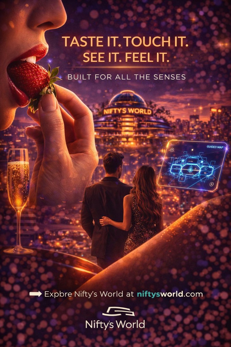 NiftysWorld's tweet photo. 👁️ Entertainment fails when it lives in one sense. 

Nifty’s World is designed for taste, touch, sight, and feeling because memory is physical, not theoretical. 

The body remembers what the mind forgets.

✨ Explore the vision at https://t.co/wokScsVFay

#NiftysWorld #LasVegas #Oohhwwee #AI #AR #ImmersiveEntertainment