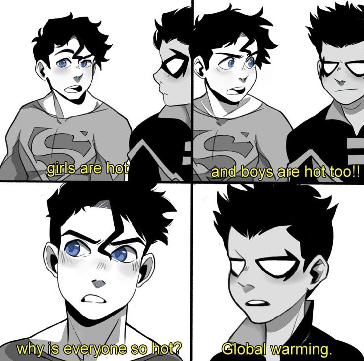 GeorgemanGms's tweet photo. Superboy discovering bisexuality vs Robin maintaining zero romantic interest https://t.co/LD8FPKWsLu