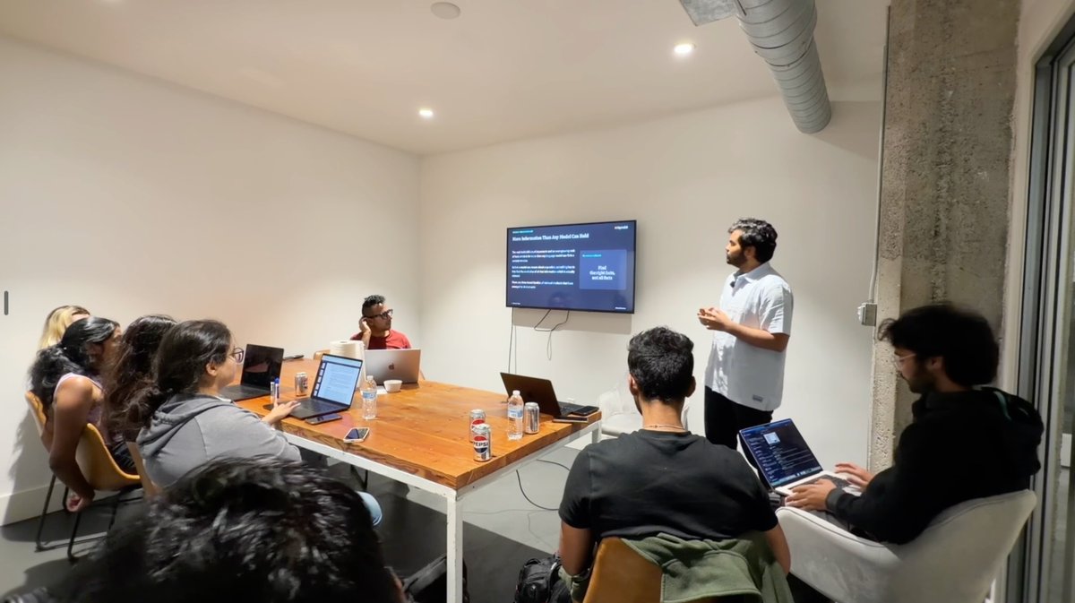 aditya5479's tweet photo. Second Graph Club at HydraDB last week in South Park, SF. Paper: GNN-RAG, Graph Neural Retrieval for LLM Reasoning (Mavromatis & Karypis).

Picked it because it's a real window into what GNNs can quietly do, and one of the more interesting ways to wire a knowledge graph into retrieval.

Two things from the room:

GraphRAG is expensive to build and to query. GNNs over KGs aren't mature yet, but they point at something cheaper.

The catch is that accuracy falls off as multi-hop queries get more complex. Finding the right reasoning path gets hard fast.

Best part is never the walkthrough. It's a room of researchers and builders arguing about where the ideas break in practice.

Thanks @poudelsubhan @Amit_rege96 @periwinkleid @sreekanthputta + Maniya, Isha, Shreya, Sanath.

Next one is Aug 13: https://t.co/mgfc8iZymx