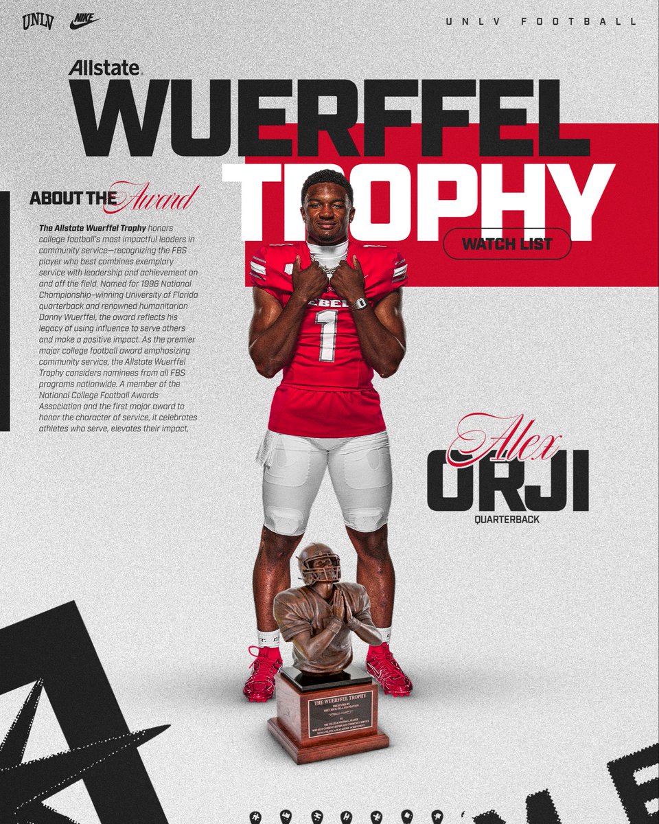 unlvfootball's tweet photo. Newest AllState Wuerffel Trophy Watchlist member 👀

@WuerffelTrophy | @Allstate 

📰 https://t.co/6pY1iYQ6jU https://t.co/x6dhx3Vmg0
