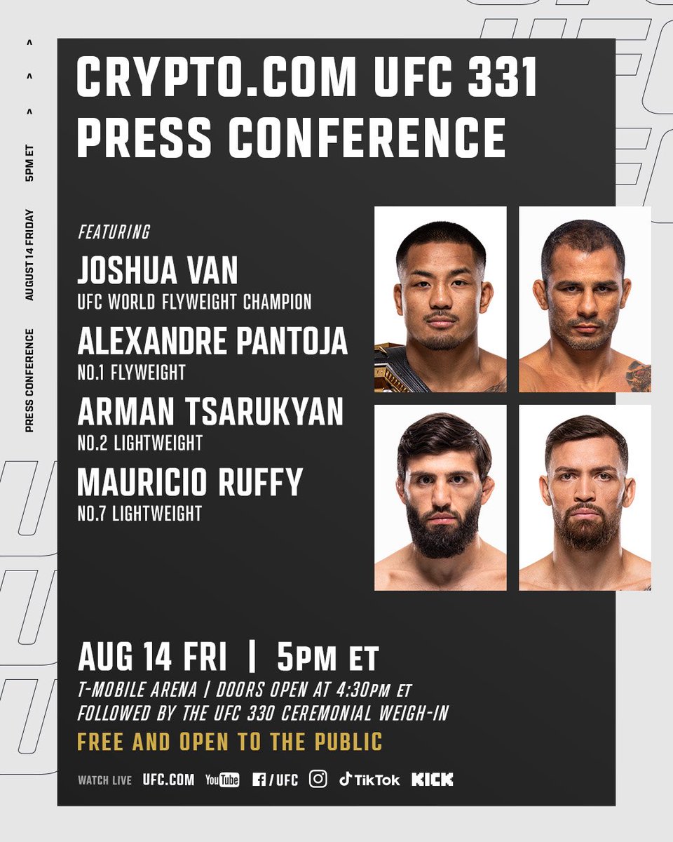 mma_orbit's tweet photo. 🚨| The #UFC330 press conference will take place on Thursday evening, featuring all four athletes competing in the championship main and co-main events. 🎤👑

A #UFC331 press conference will also be held ahead of Friday evening’s ceremonial weigh-ins, again with the main and co-main event fighters in attendance. 👀🔥