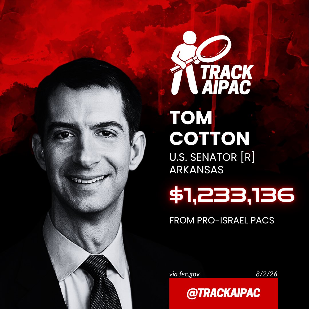 TrackAIPAC's tweet photo. @SenTomCotton https://t.co/lCs61Cp5fK