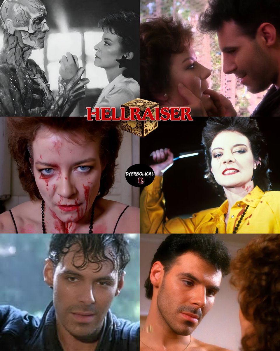 RetroMoviesDB's tweet photo. Today on our top ten 80s villains we have a duet! 

Frank and Julia from Hellraiser (1987)

Most will say the Cenobites are the bad guys...nooooo https://t.co/1r4TVDz5th