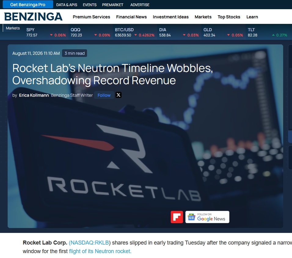 syamozimoto's tweet photo. Rocket Lab posted record quarterly revenue near $234M, up ~62% YoY.
Stock still fell.

Why?
Because investors aren’t in for valuation for today’s RKLB. They’re paying for NEUTRON.
Sometimes earnings tell you what the market actually cares about. NRED has it all too, still red https://t.co/vfEJOJVHhs