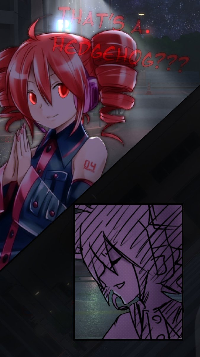 TheFoolsChimera's tweet photo. ( Hedgehog? That isn't a cat?? )

Well, the name's Teto, Kasane Teto! Kinda a big name around here, if you know. https://t.co/Bk1d5sgreQ