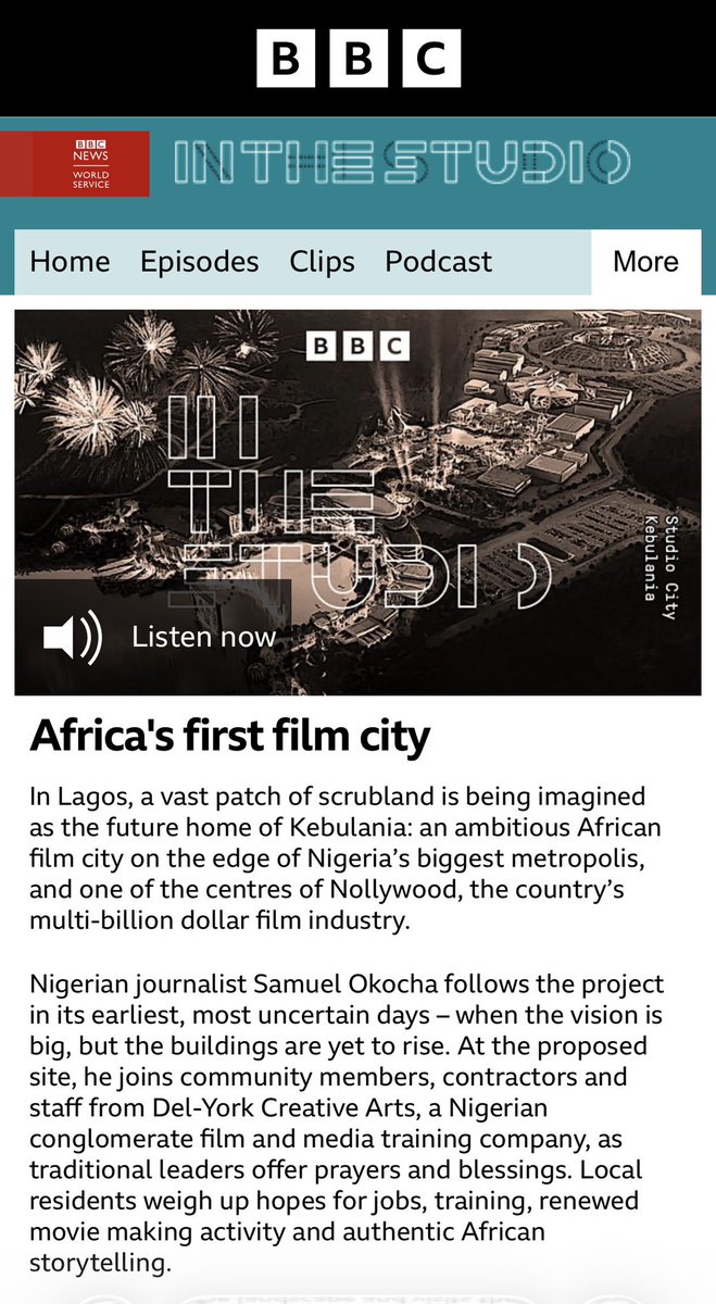 mimproductions's tweet photo. @Kebulania is coming! And today Nigerian journalist @samokocha is going behind the scenes of Africa’s First Film City in @mimproductions latest ‘In The Studio’ episode.  Listen on air and online @bbcworldservice 
Pick in Times/Sunday Times @SimonNPitts 
https://t.co/d6MHmWyMv1 https://t.co/hFpeWov64G