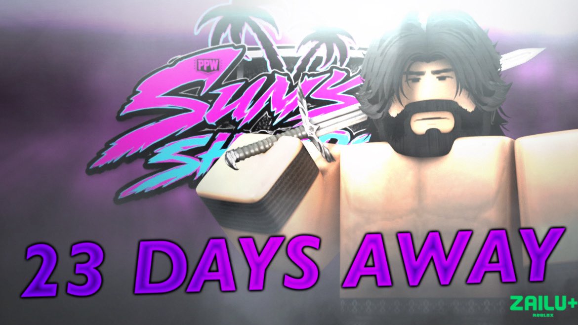 PPWROBLOX's tweet photo. THE COUNTDOWN BEGINS NOW!

The Countdown to Sunset Showdown is 23 DAYS AWAY!

[ @KonMcIntyreRW ] https://t.co/14sJbuQ1sE