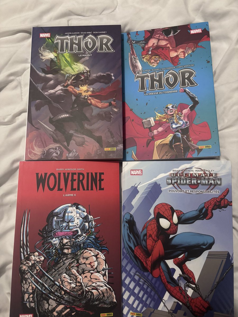 Bryan_D_0's tweet photo. On continue la Run de Thor avec les tomes 2 et 3
Puis Wolverine étant mon Marvel préféré je suis obligé de découvrir ce classique 
Et pour finir on découvre LA run de Bendis sur Spiderman ! https://t.co/OHX6kANEby