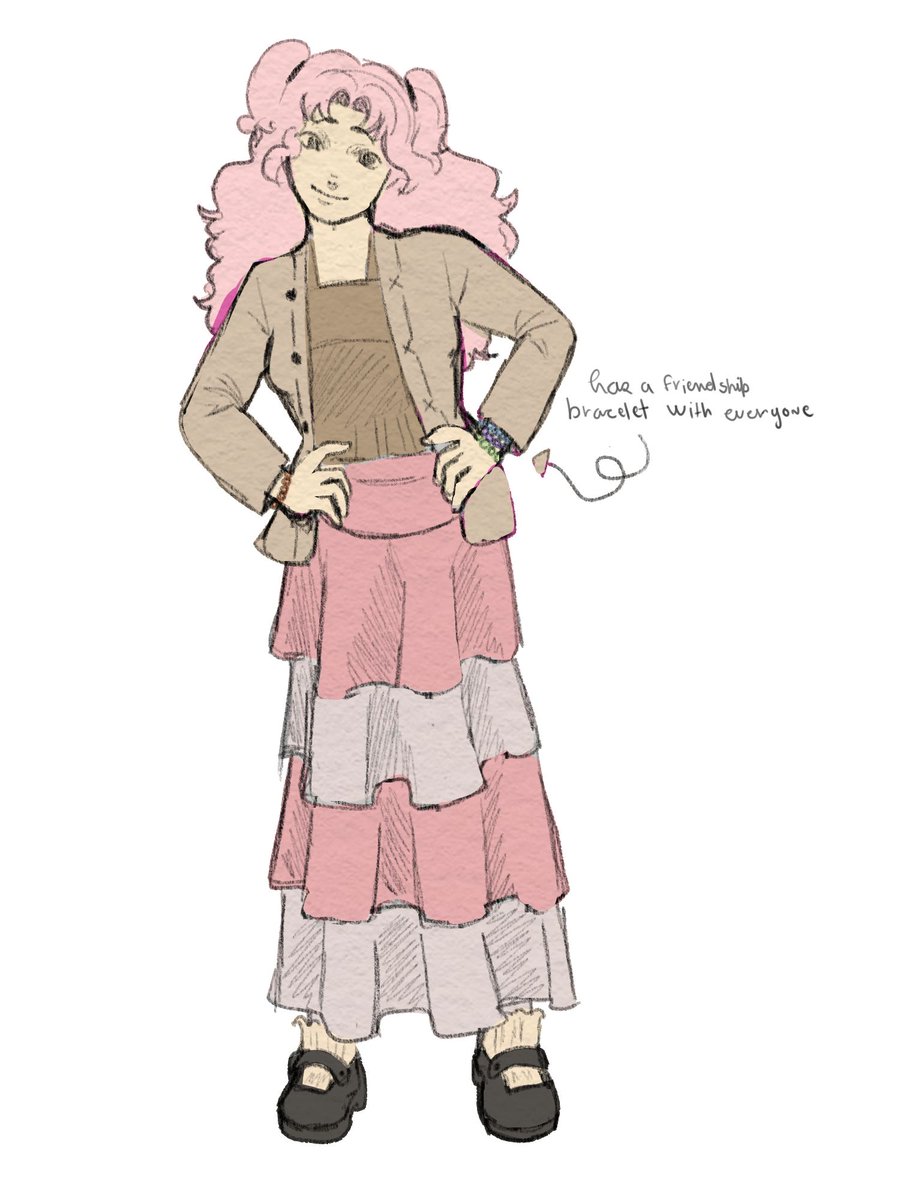 edenstrangee's tweet photo. #witchhatatelier modern au !!!!!!! 

i like to imagine tetia making friendship bracelets for everyone and wearing it all the time https://t.co/iHe7xEyhi1