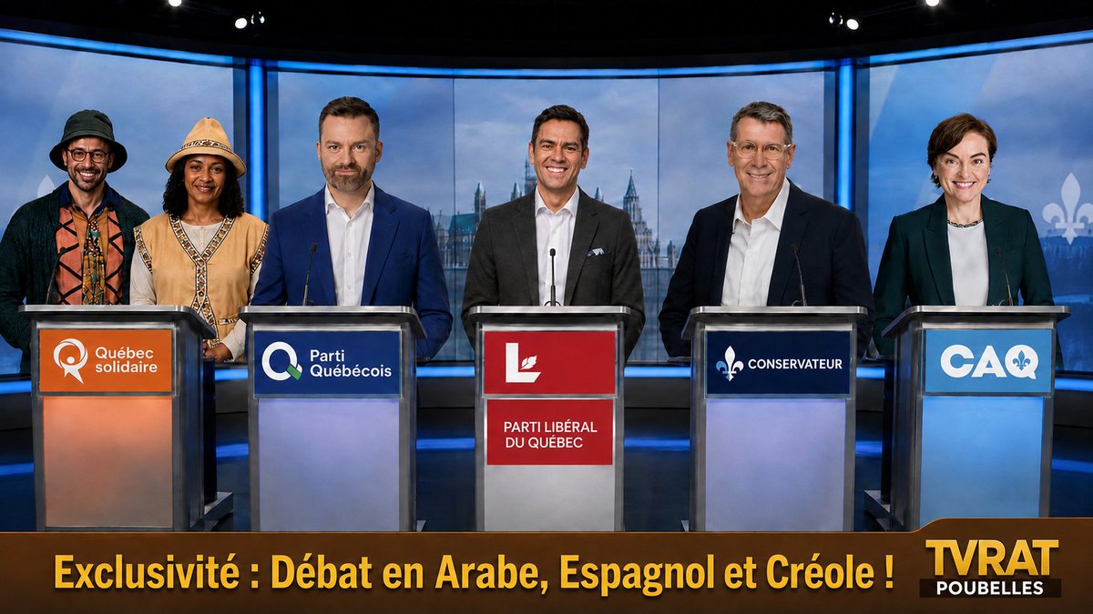 TvRatPoubelles's tweet photo. Exclusive : Les candidats en préparation pour le débat en Arabe, Espagnol et Créole pour accommoder la majorité Québécoise ! #Polqc #Polcan #Québec #Montréal https://t.co/zZ7iFBg5NU