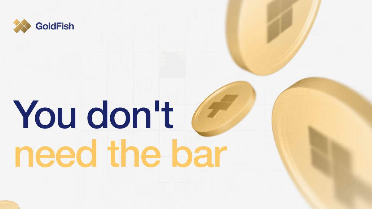goldfishggbr's tweet photo. Gold’s problem was never gold. It was the ticket price.

One ounce runs about $4,000. So “start buying gold” has always meant “have four thousand dollars ready, and somewhere safe to put the thing.”

$GGBR is one unit = 1/1000 oz. About $4.

A slice of gold reserves sitting in the wallet you already have.