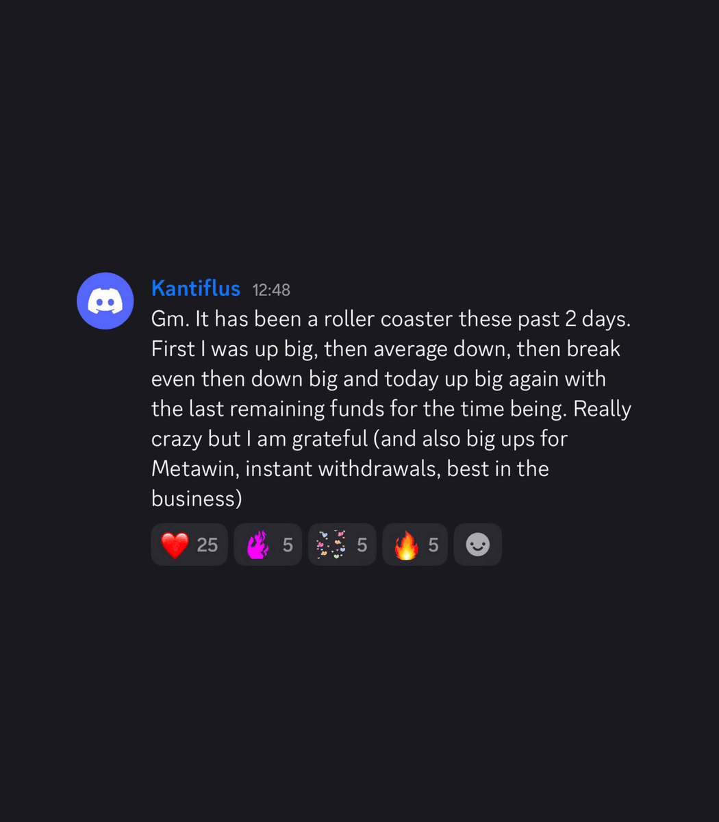 Coinvo's tweet photo. BREAKING: A @MetaWin player just won $287,000 and withdrew the full amount instantly.

Everyone who deposits on https://t.co/hQ7tCuOeTP qualifies for their $1M August drop!

Comment your username, we’ve got another $250 for one of you as well 👇 https://t.co/zusoxrwEQW
