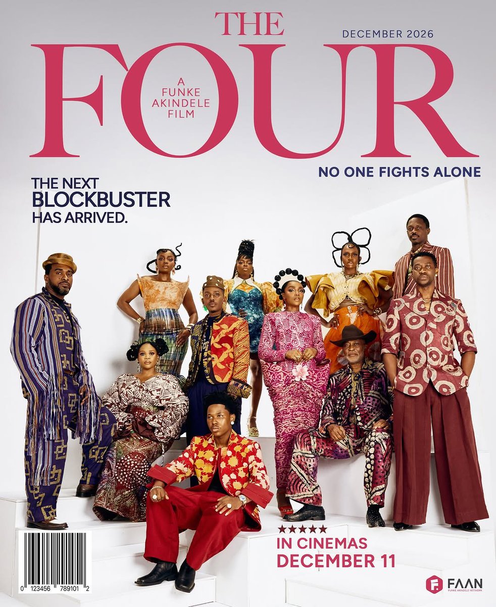 fruitsipng's tweet photo. We're super excited and proud to be part of the great blockbuster THE FOUR!
No one Fights Alone.
A Funke Akindele Film @funkeakindele
In Cinemas December 11, 2026
Congratulations to the box office, Maestro. You have an excellent spirit.
#thefour #thenextblockbuster https://t.co/LNVjU8aPQF