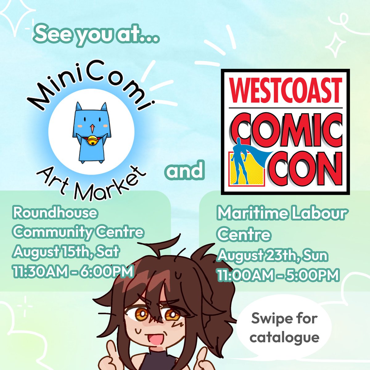 ricebread_tm's tweet photo. Hi there, i'm going to be tabling back to back this month! I will be at Minicomi this year as well as West Coast CC. Not a lot of new things to show due to wrist injury orz Hope to see some of yall there!!
#arttable #minicomi2026 https://t.co/rn682iDe6M