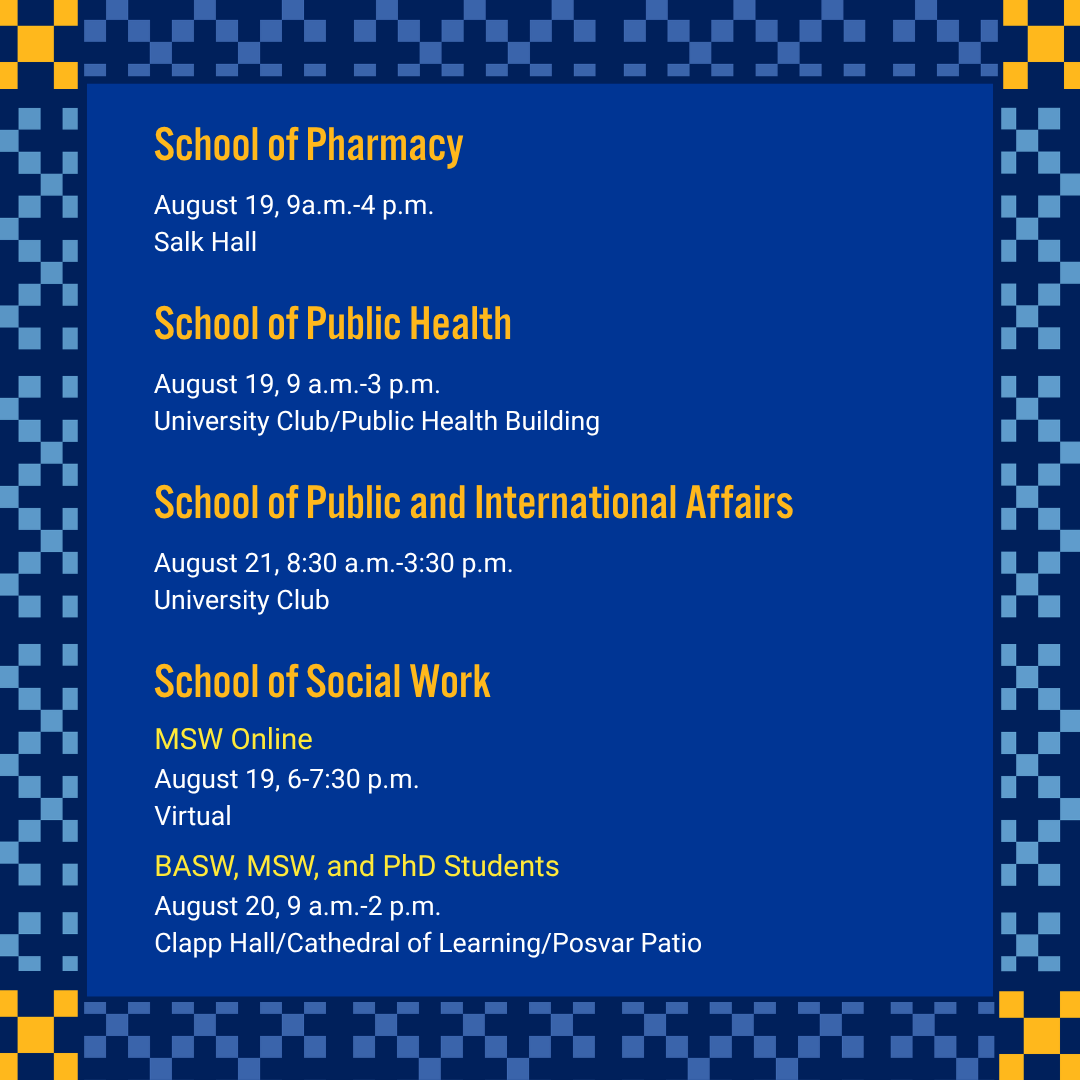 PittGradStudies's tweet photo. In addition to the University-wide Orientation, your school will be hosting its own orientation events. Make sure to check for the date and location to learn more about your academic program.

Find the full schedule: https://t.co/hET8Z3j32F https://t.co/tyURmJJMjN