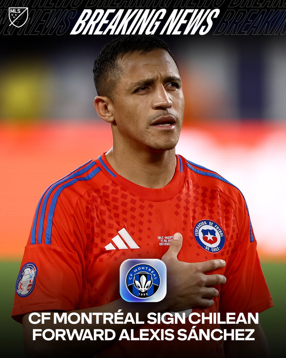 MLS's tweet photo. .@cfmontreal have their new DP, Alexis Sánchez!

The two-time Copa América champion with Chile, has signed with the Club through the 2027 MLS Sprint Season.

✏️: https://t.co/k85KVJjTFo https://t.co/Du6QUBCckE