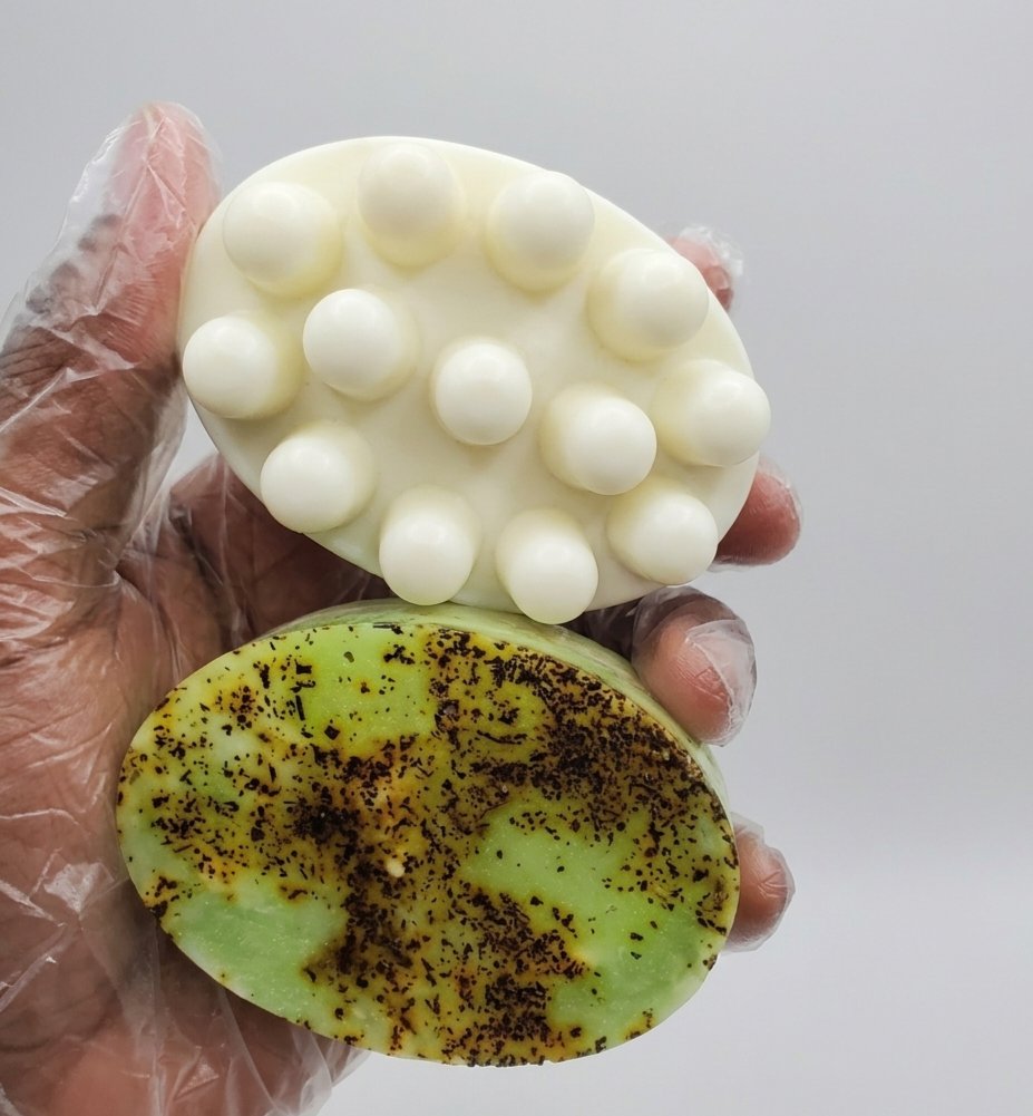 Selphfskincare's tweet photo. Transformation Tuesday! 🌿✨

​Selphf turns 7 in just 8 days! Looking back at our original prototype vs. today’s fully grown-up Release Massage Bar

​Formulated to melt away tension, ease sore muscles, and bring the spa to your shower 💆🏽‍♀️

​#TransformationTuesday #Selphf #SelfCare https://t.co/XdsxBaejr2