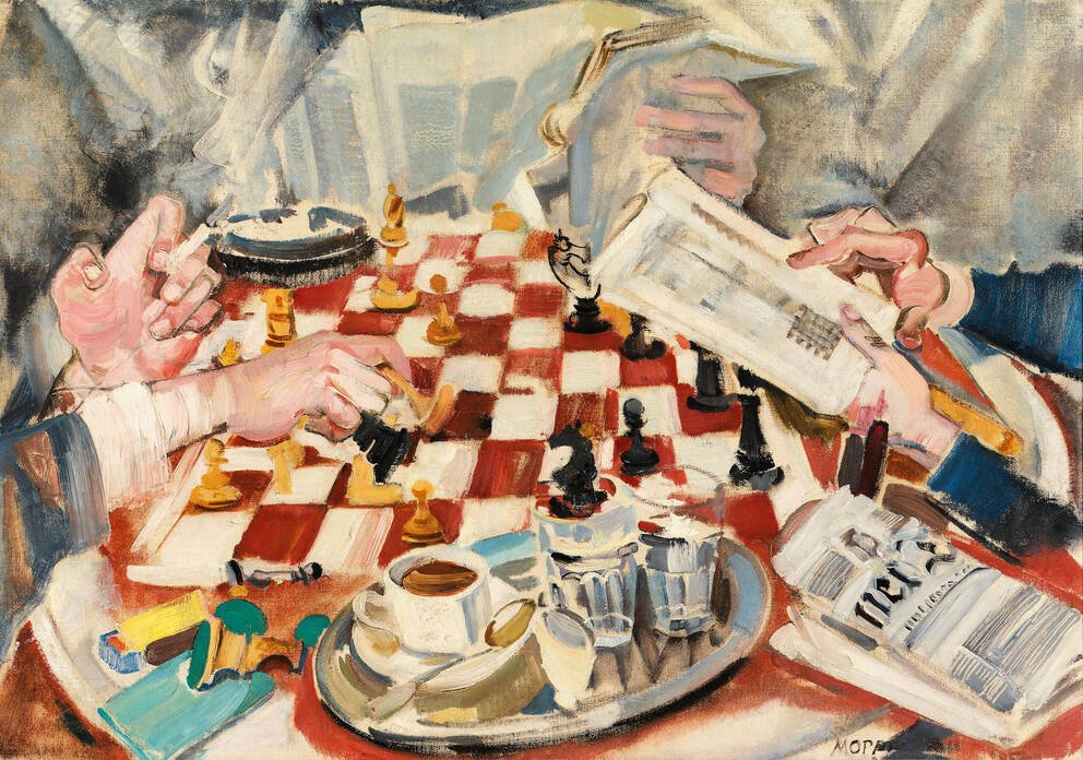 AcademiaDreams's tweet photo. The Chess Match, c. 1925-1930 by Max Oppenheimer https://t.co/c4QgjvRXKe