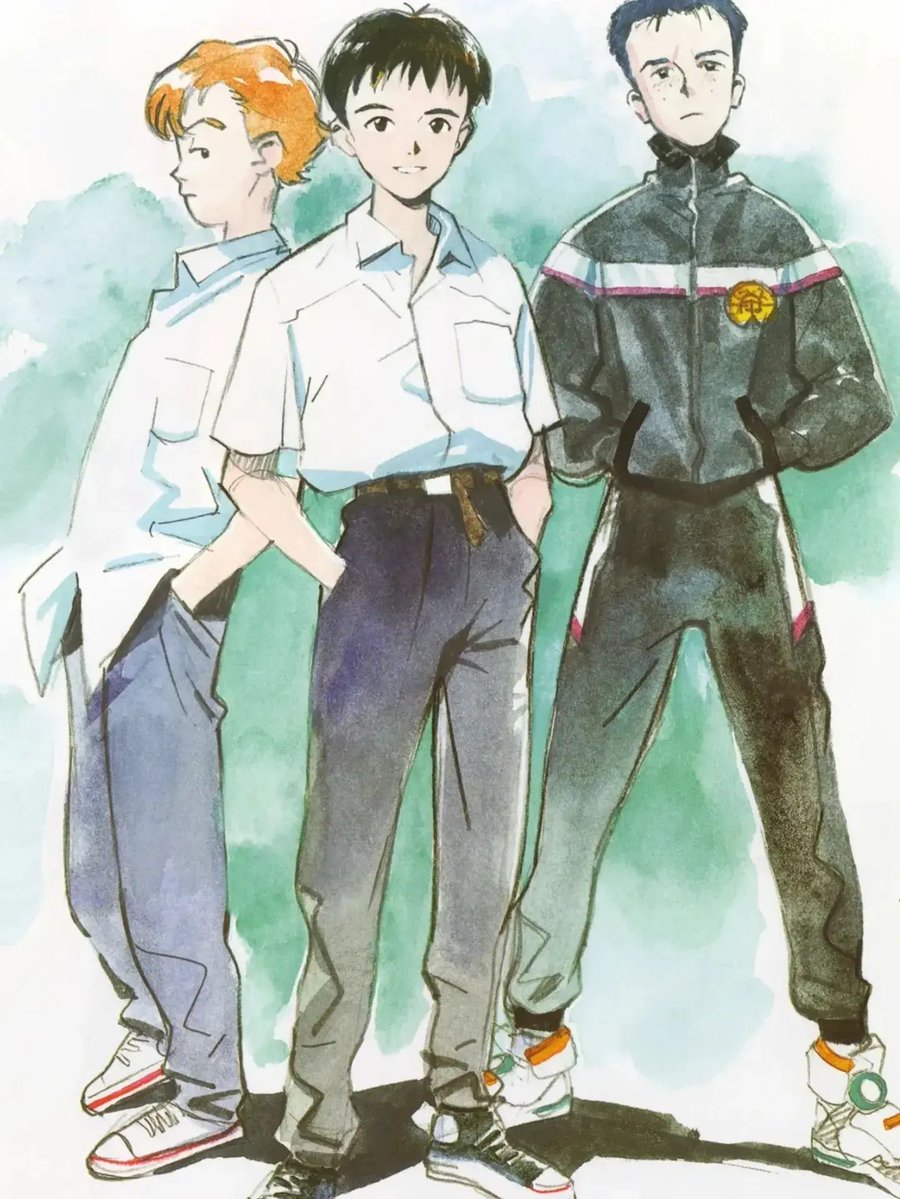 90sPiictures's tweet photo. Yoshiyuki Sadamoto designed the early Evangelion characters with their initial looks. He transformed Hideaki Anno's raw ideas into visual reality and these foundational sketches defined the final iconic 1995 anime series ✍️🧬 https://t.co/8VuuLKlpna