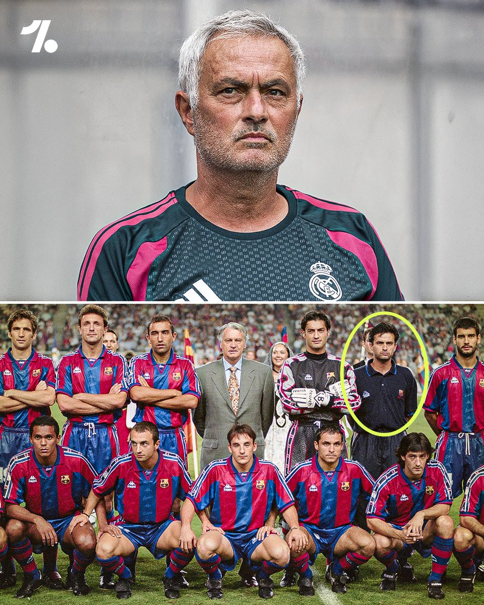 OneFootball's tweet photo. Did you know that José Mourinho was Barcelona's assistant manager under Sir Bobby Robson back in 1996... fast forward to 2026 José Mourinho is now the head coach of Real Madrid for the second time 🤯

Mourinho also coached Pep Guardiola during this time, it's fair to say José has been around for a while 😅