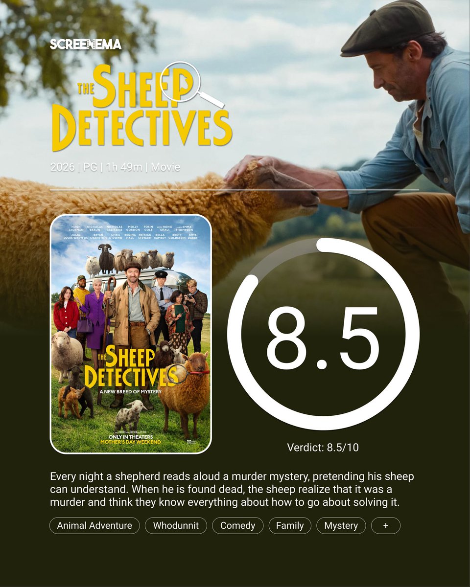 ScreenemaRates's tweet photo. How would you rate The Sheep Detectives? Share your thoughts below!
#FilmReview #MovieReview #TheSheepDetectives #FilmCritique #MovieDiscussion https://t.co/WwE5KKEDGQ