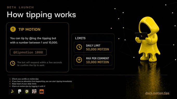 Densalam5's tweet photo. TipFi era is here 🔥

Post → Earn allocation → Tip langsung di timeline pakai @tipmotion

No form, no grind points, no wallet connect.
Just pure social activity yang beneran dihargai.

@motiontip lagi bikin timeline X jadi lebih hidup.

Welcome to the future of social crypto 🫡 https://t.co/0qZaYzaM5R