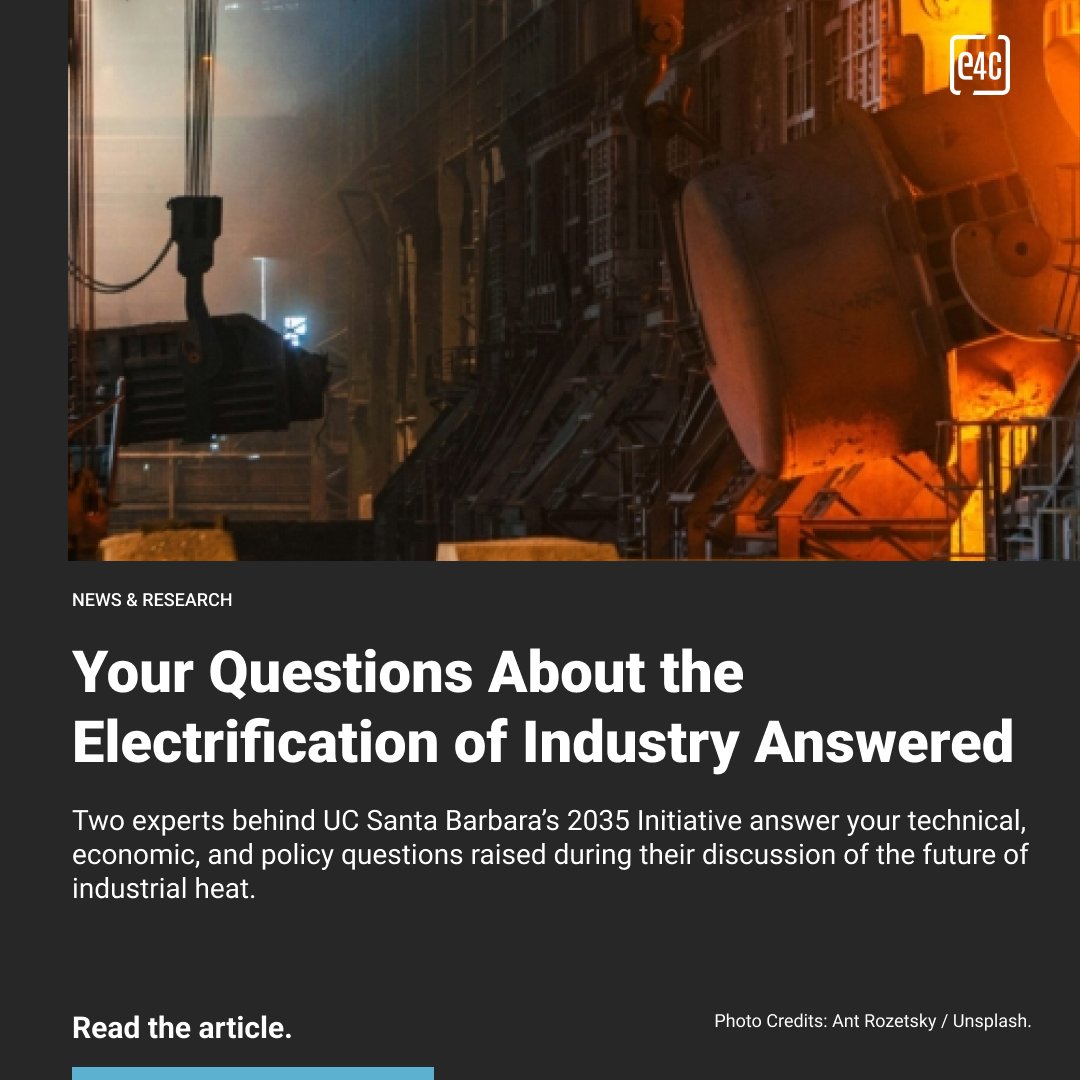 engineer4change's tweet photo. How can industry electrify at scale? Experts answer key questions on technology, costs, policy, and the future of industrial heat.

Read the article:
🔗https://t.co/x3hG5Wakdy 

#E4C #IndustrialDecarbonization #Electrification https://t.co/YBy7prEGXO