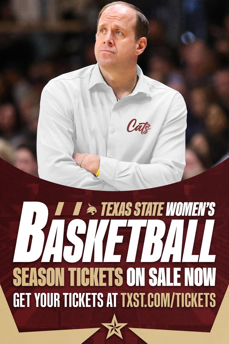 TXStateWBB's tweet photo. Go get your season tickets secured 🔒
Access tickets via the link in our bio 🔗

#Eatemup | #Gobobcats | #txstwbb https://t.co/qO7qqjr15E